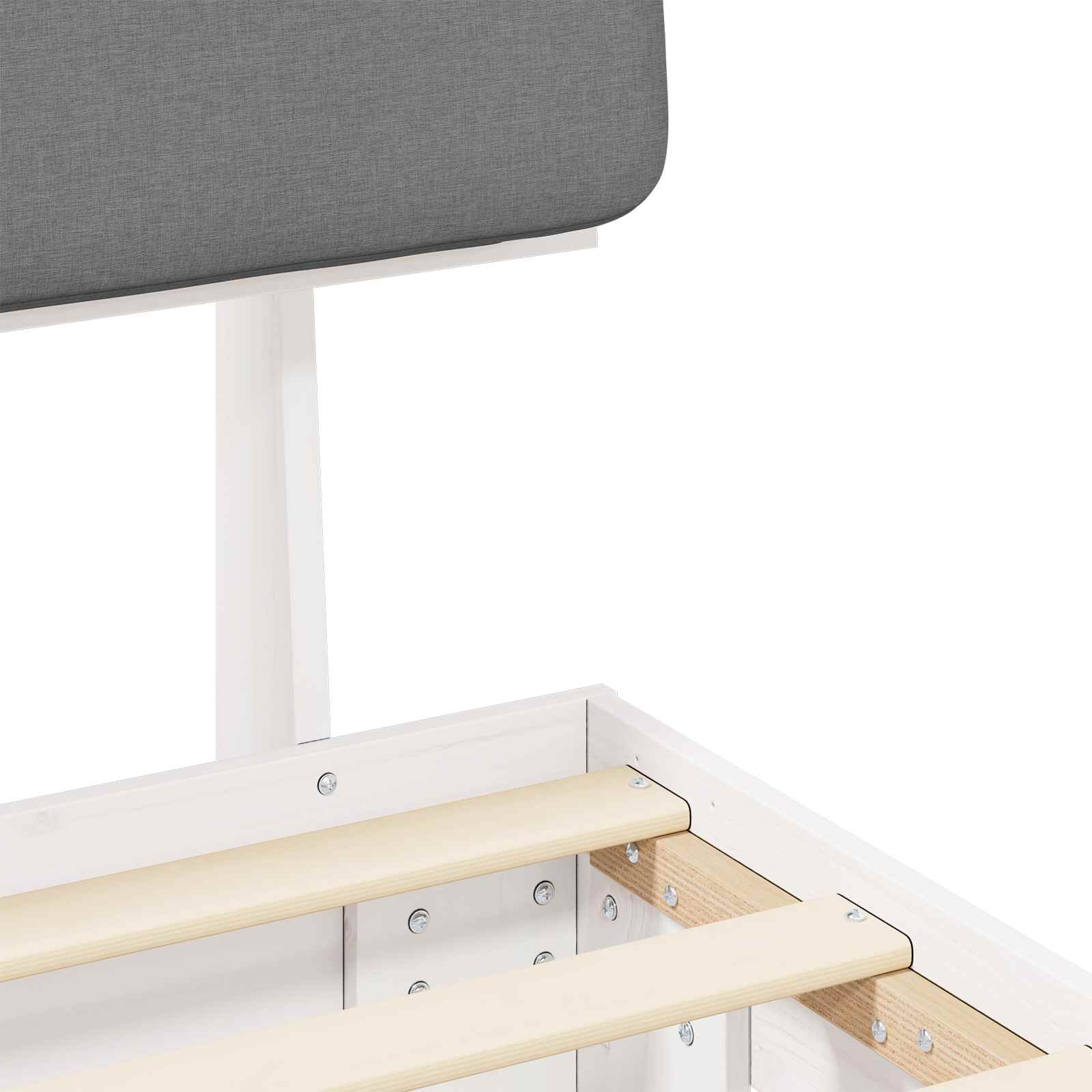 Voodiraam Pehme Peatoega peaga Helehall 140 x 190 cm Tahke mänd - Image 8