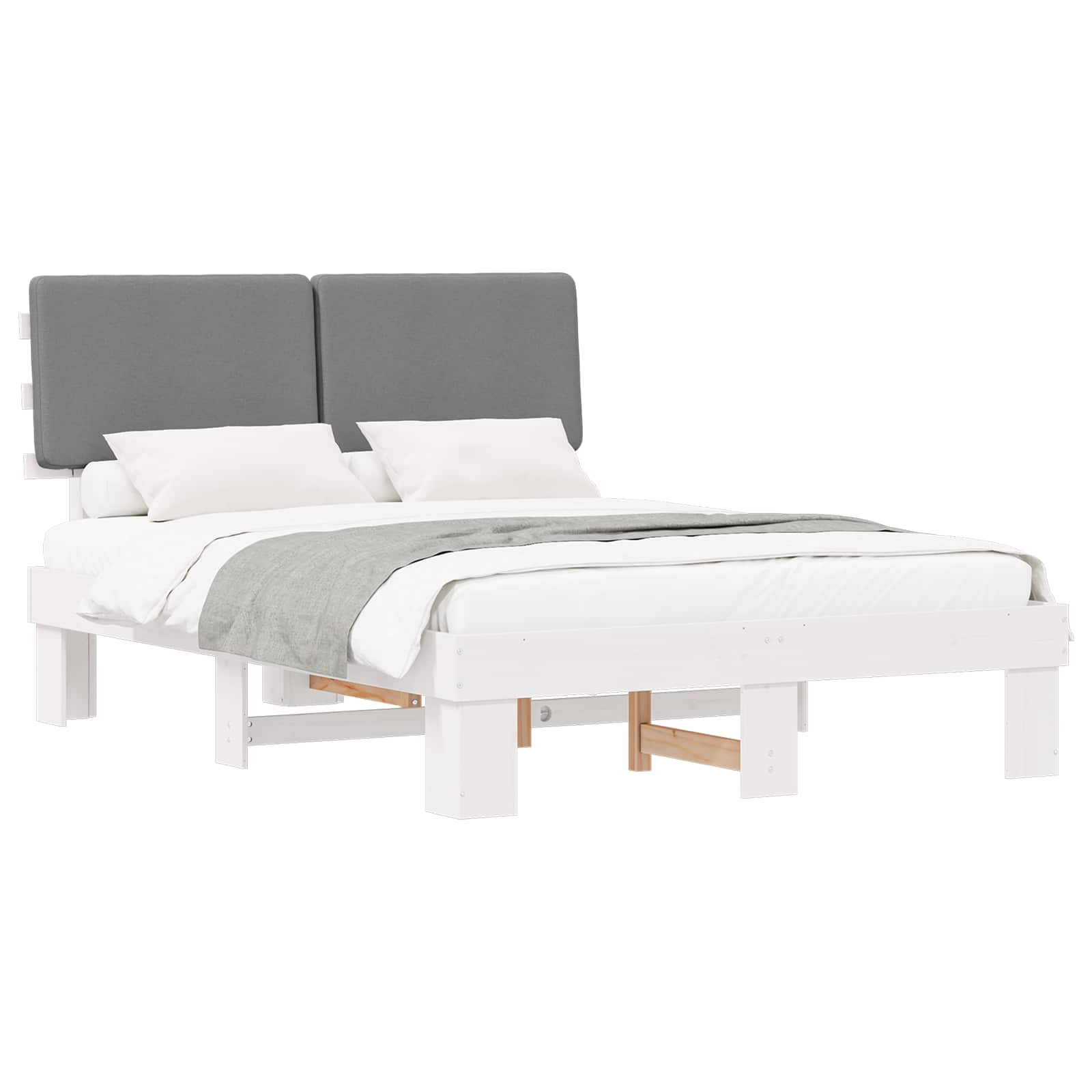 vidaXL Bedframe met Gevoerd Hoofdgedeelte Lichtgrijs 120 x 190 cm, foto 3