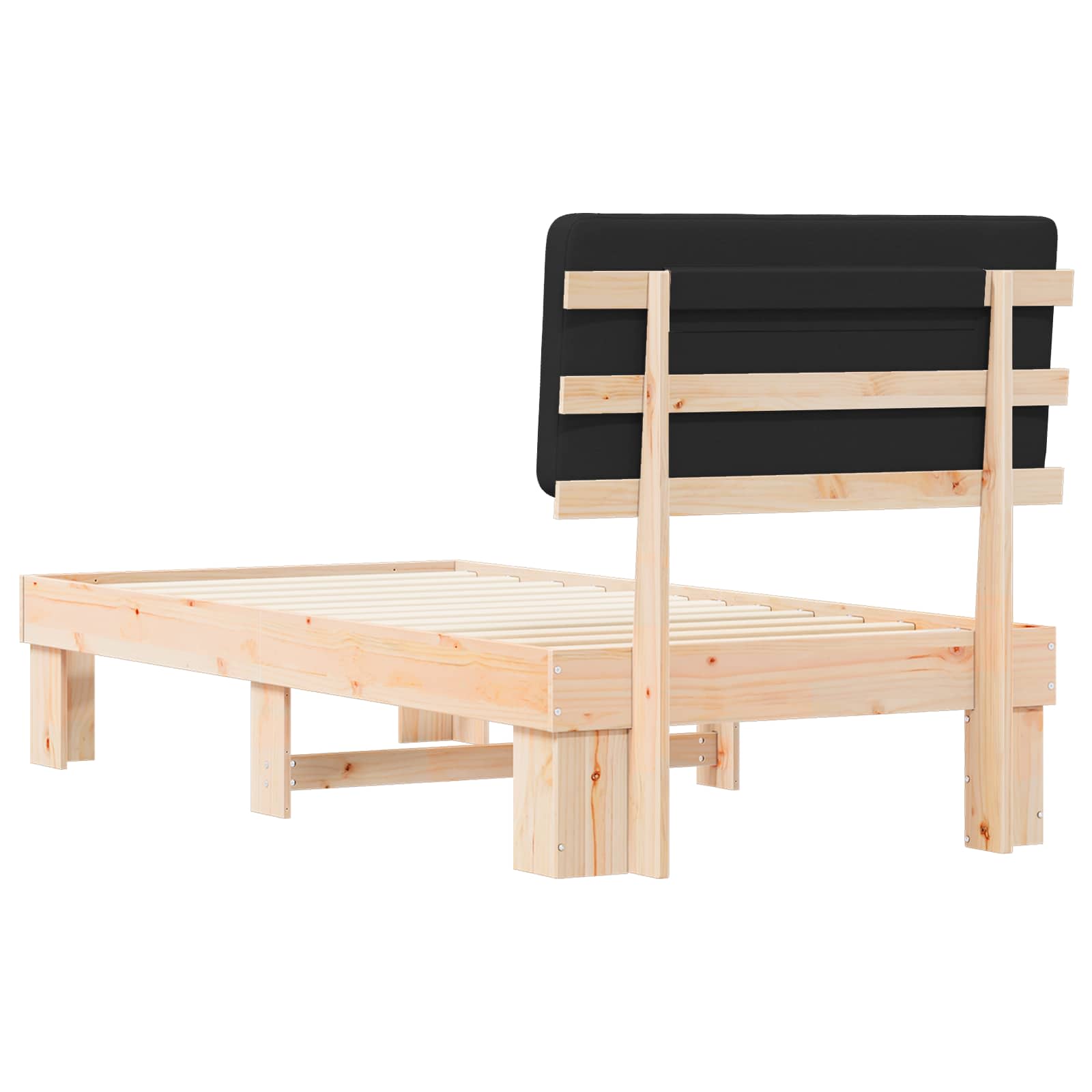 Voodiraam Pehme Peatoega peaga Must 100 x 200 cm Tahke mänd - Image 7