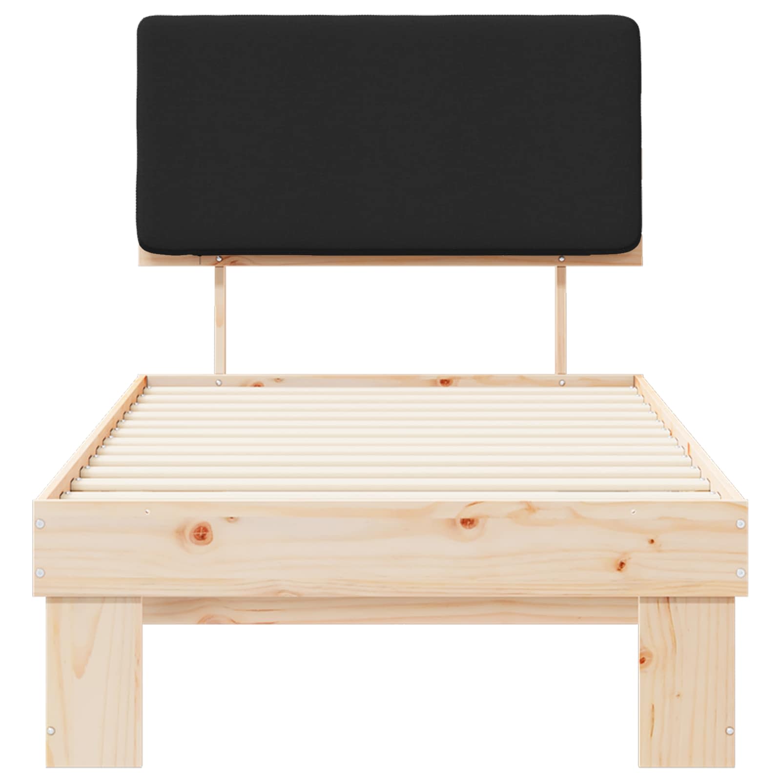 Voodiraam Pehme Peatoega peaga Must 100 x 200 cm Tahke mänd - Image 5