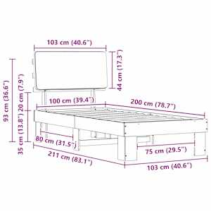 Rám postele s čalouněným čelem s čelo Světle šedá 100 x 200 cm - obrázek 11