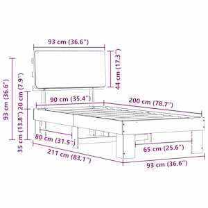Rám postele s čalouněným čelem s čelo Tmavě šedá 90 x 200 cm - obrázek 11