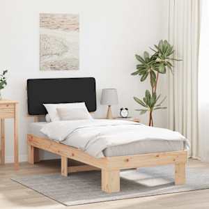 Posteljni okvir z oblazinjenim vzglavjem Črna 90 x 200 cm