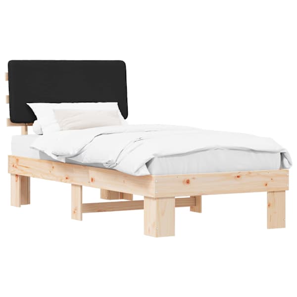 vidaXL Voodiraam Pehme Peatoega peaga Must 90 x 200 cm Tahke m&auml;nd
