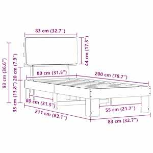 Rám postele s čalouněným čelem s čelo Tmavě šedá 80 x 200 cm - obrázek 11