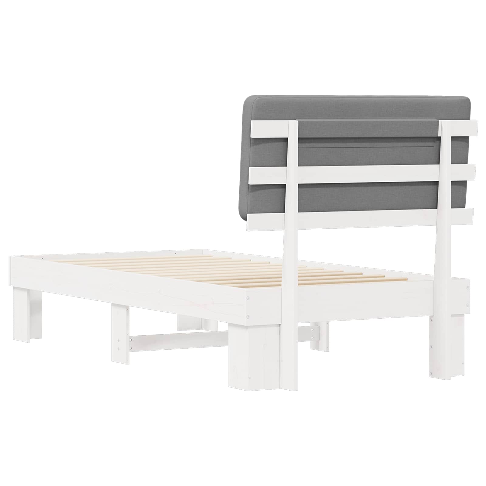 Voodiraam Pehme Peatoega peaga Helehall 80 x 200 cm Tahke mänd - Image 7