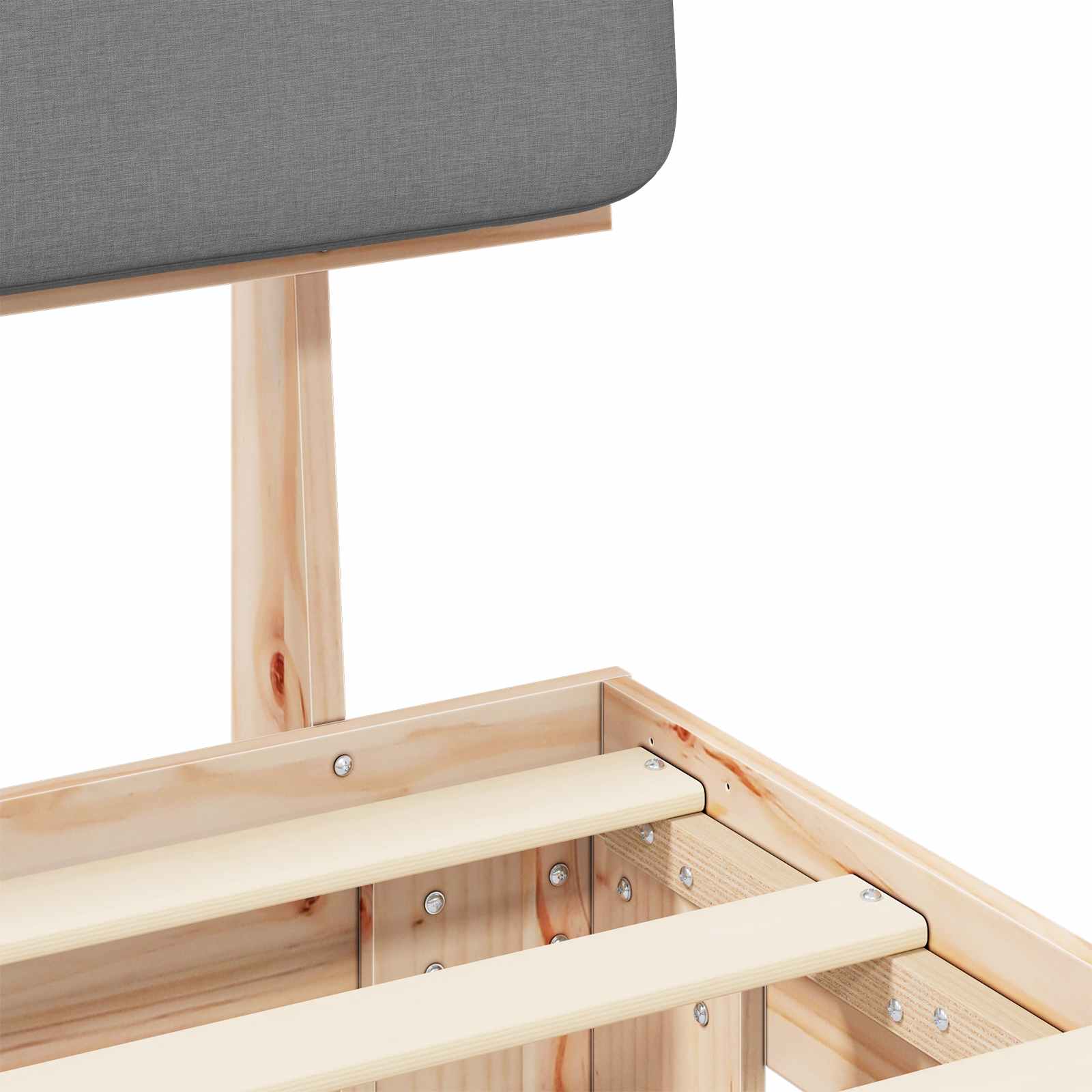 Voodiraam Pehme Peatoega peaga Helehall 90 x 190 cm Tahke mänd - Image 8