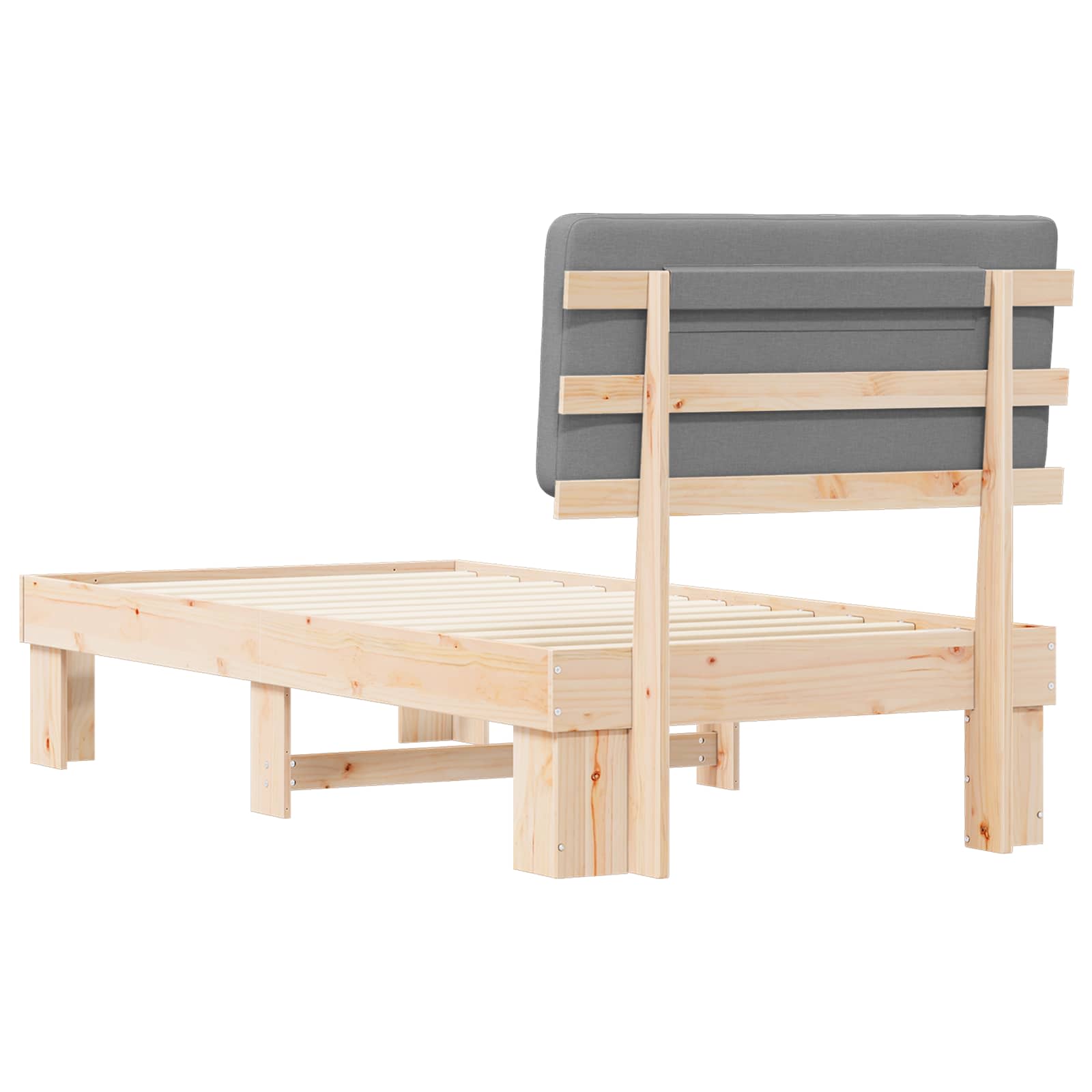 Voodiraam Pehme Peatoega peaga Helehall 90 x 190 cm Tahke mänd - Image 7