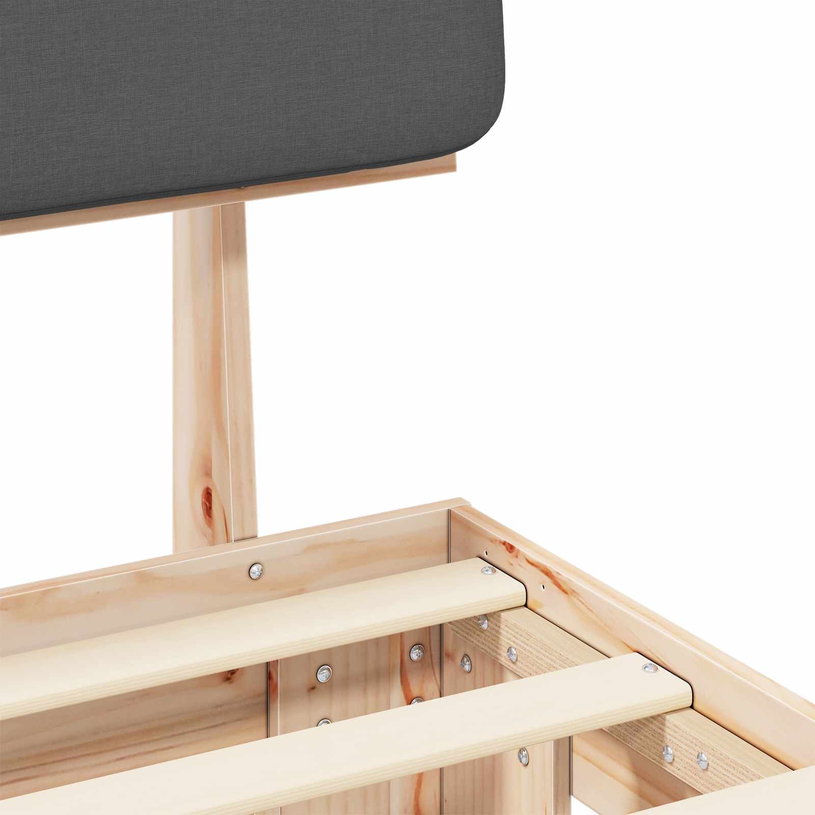 Voodiraam Pehme Peatoega peaga Tumehall 75 x 190 cm Tahke mänd - Image 8