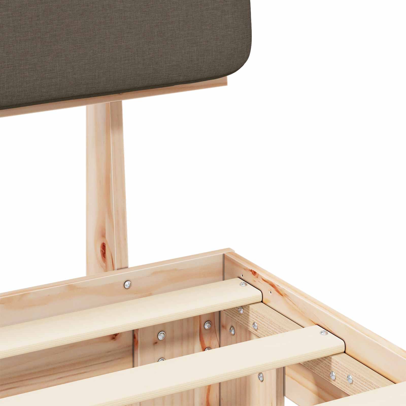 Voodiraam Pehme Peatoega Pruunikashall 75 x 190 cm Tahke mänd - Image 8