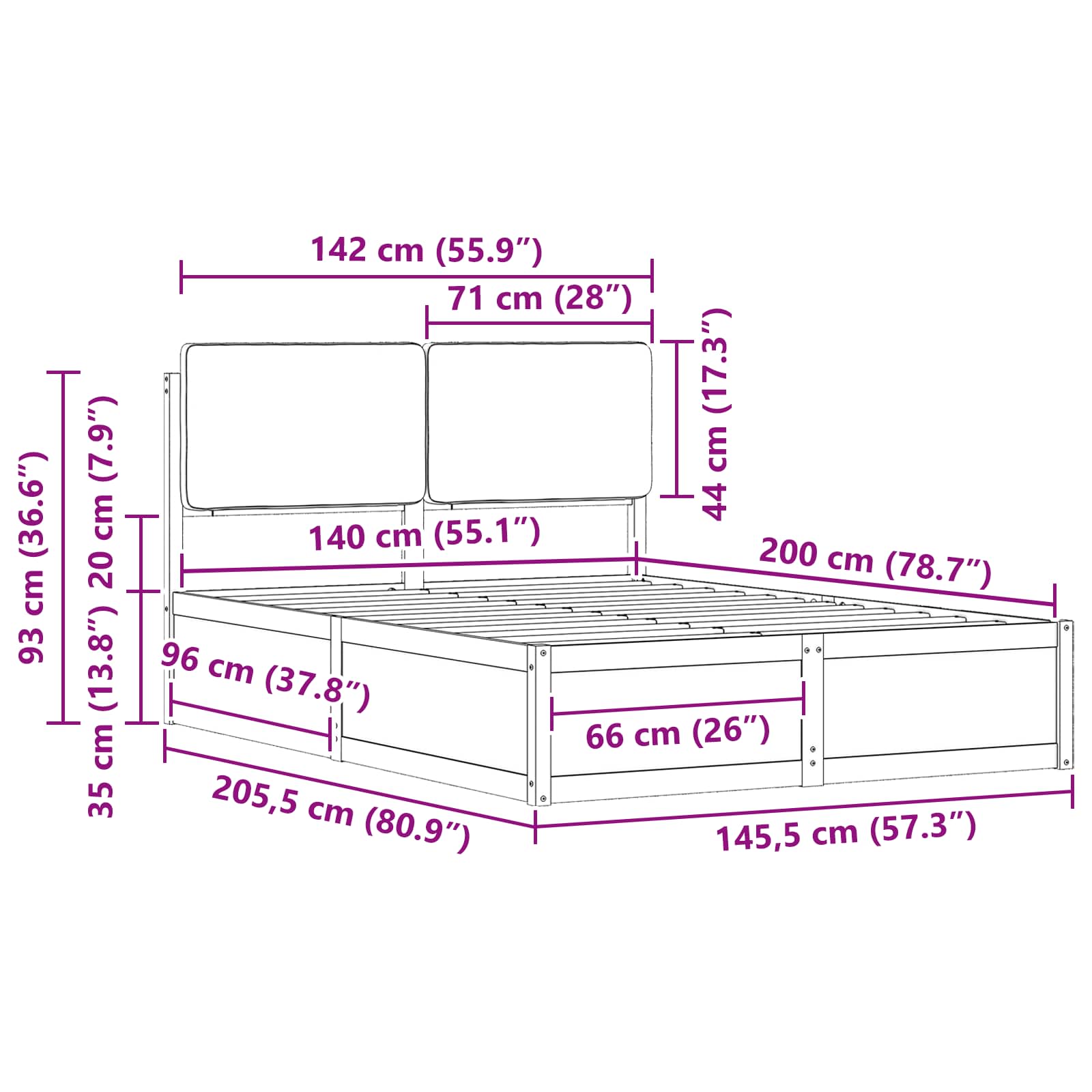 Posteljni okvir z oblazinjenim vzglavjem Taupe 140 x 200 cm - slika 10