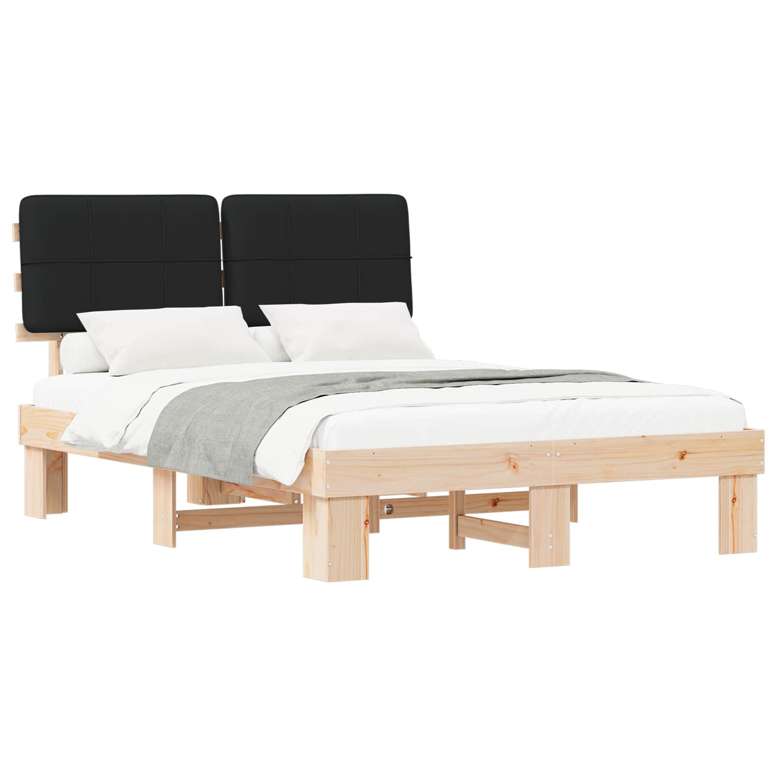 vidaXL Bedframe met Gevoerd Hoofdgedeelte Zwart 120 x 200 cm, foto 3