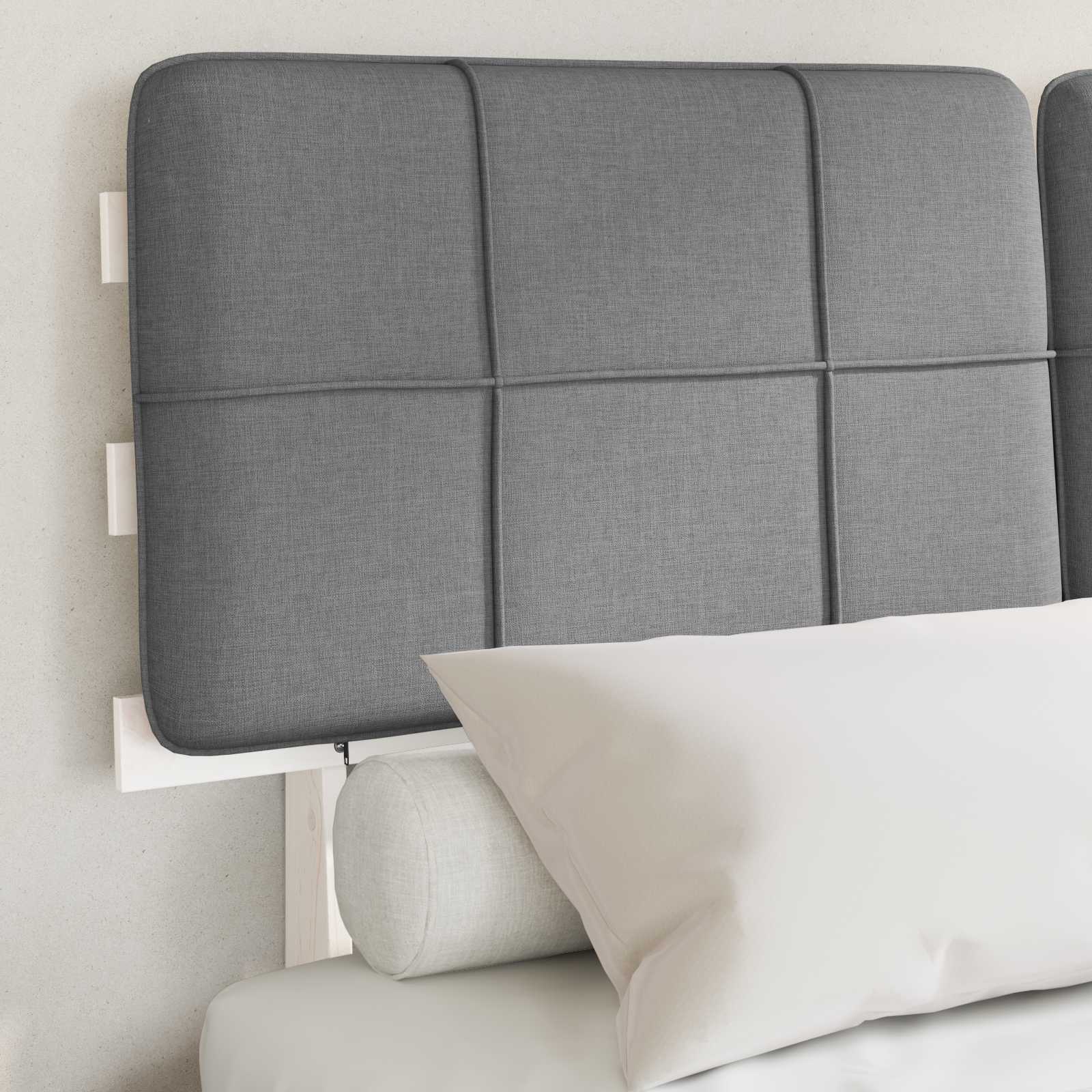 vidaXL Bedframe met Gevoerd Hoofdgedeelte Wit en lichtgrijs, foto 2