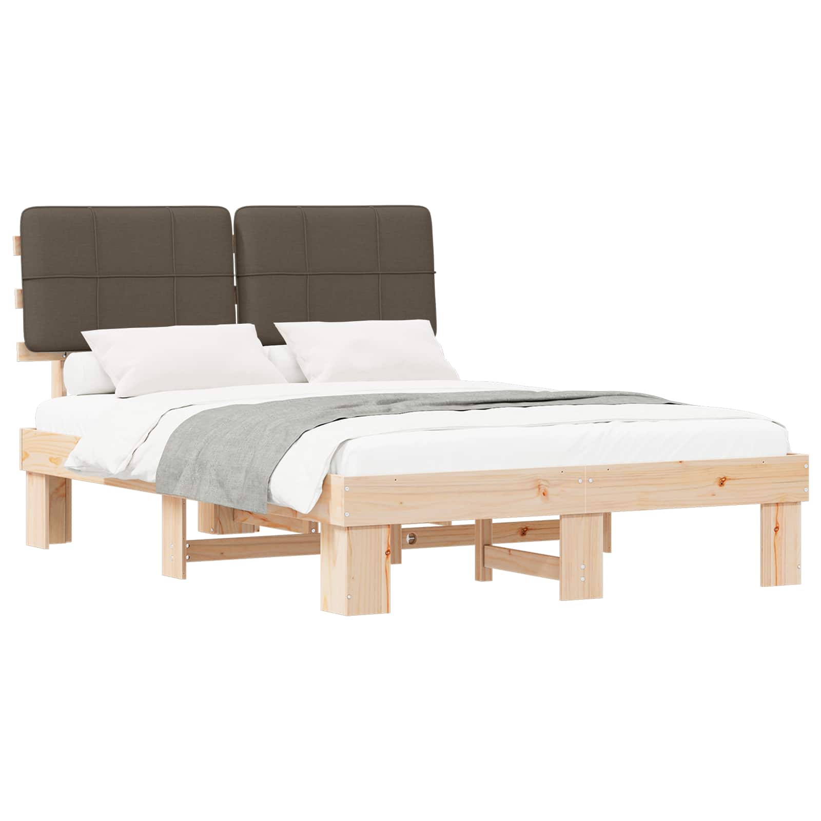 vidaXL Bedframe met Gevoerd Hoofdgedeelte Naturel en taupe, foto 3