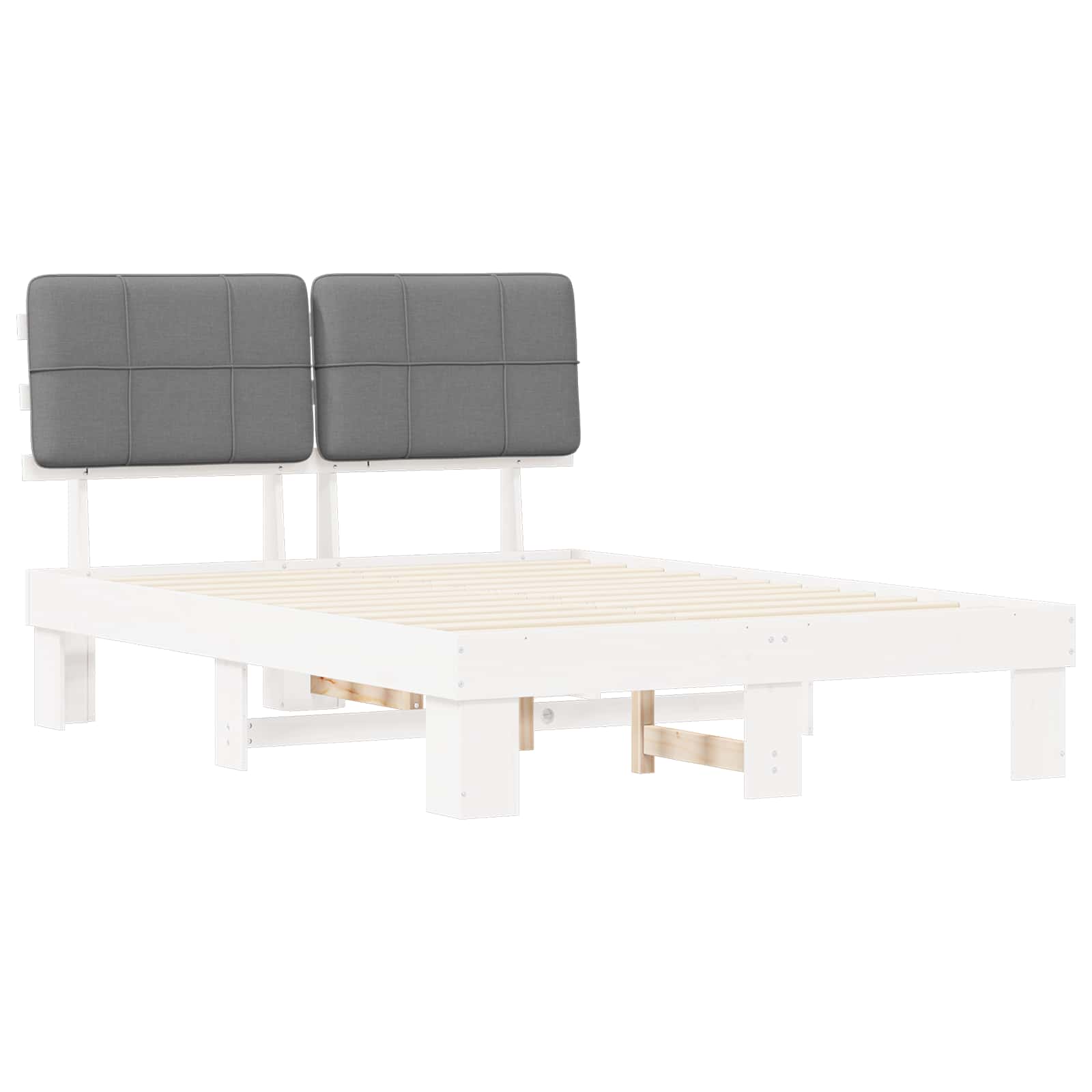vidaXL Bedframe met Gevoerd Hoofdgedeelte Wit en lichtgrijs, foto 4