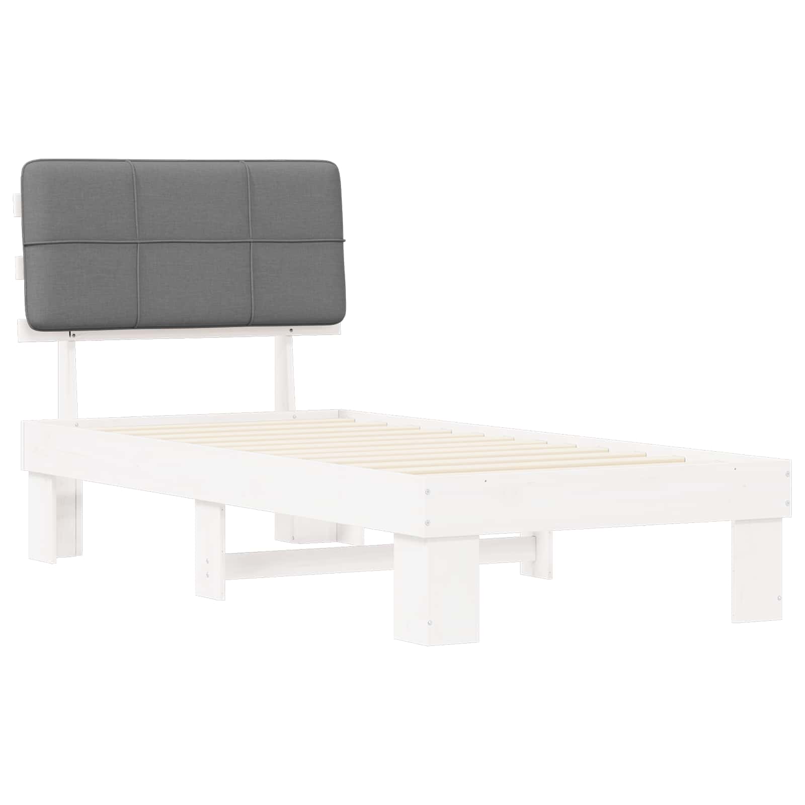 vidaXL Bedframe met Gevoerd Hoofdgedeelte Wit en lichtgrijs, foto 4