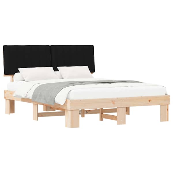vidaXL Voodiraam Pehme Peatoega peaga Must 160 x 200 cm Tahke m&auml;nd