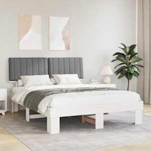 Posteljni okvir z oblazinjenim vzglavjem Svetlo siva