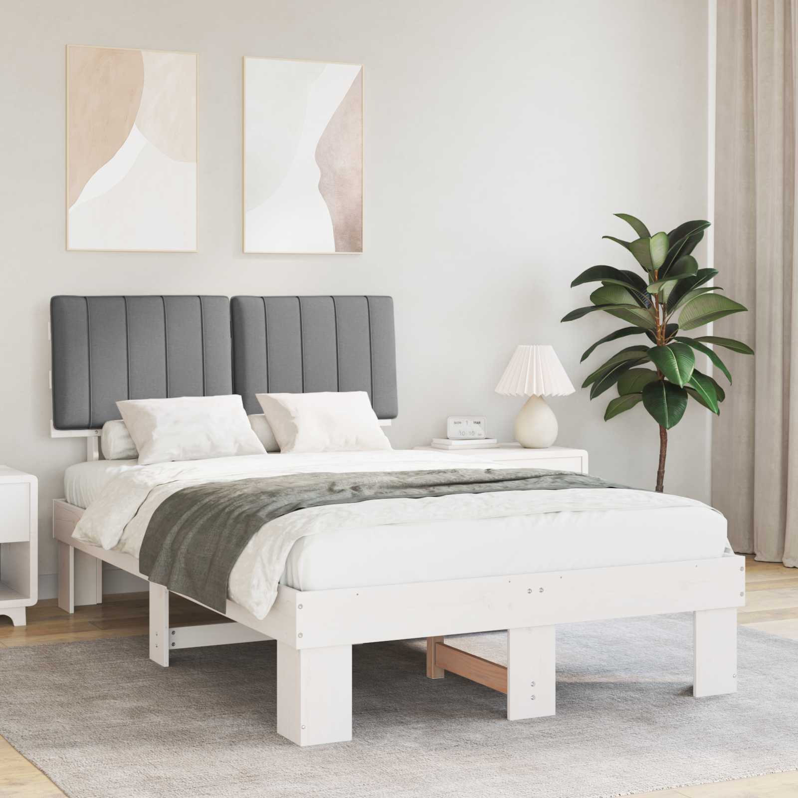 vidaXL Cadru de pat cu tăblie tapițată Gri deschis 120 x 190 cm