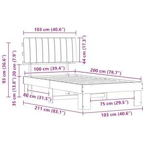 Rám postele s čalouněným čelem s čelo Světle šedá 100 x 200 cm - obrázek 11