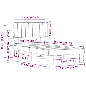 Rám postele s čalouněným čelem s čelo Světle šedá 100 x 200 cm - obrázek 11