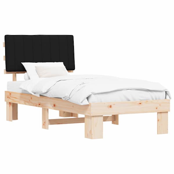 vidaXL Voodiraam Pehme Peatoega peaga Must 90 x 200 cm Tahke m&auml;nd