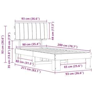 Rám postele s čalouněným čelem s čelo Černá 90 x 200 cm - obrázek 11