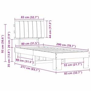 Rám postele s čalouněným čelem s čelo Tmavě šedá 80 x 200 cm - obrázek 11