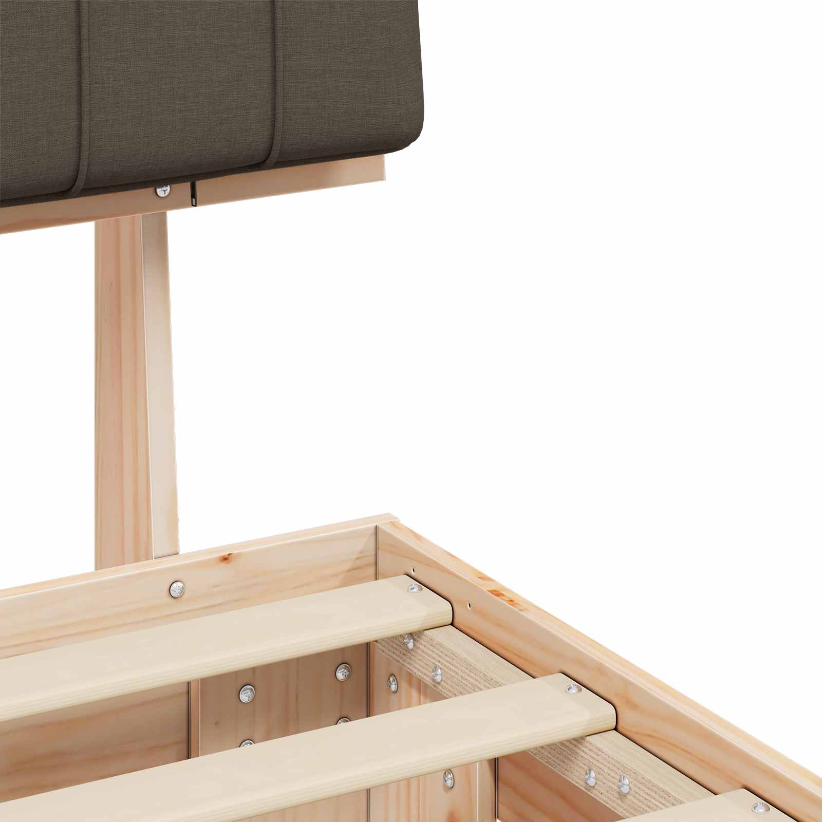 Voodiraam Pehme Peatoega Pruunikashall 80 x 200 cm Tahke mänd 8 Kõik vajalik sinu aeda ja koju! Voodiraam Pehme Peatoega Pruunikashall 80 x 200 cm Tahke mänd - Image 8