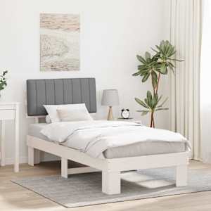 Posteljni okvir z oblazinjenim vzglavjem Svetlo siva