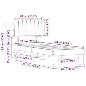 Rám postele s čalouněným čelem s čelo Tmavě šedá 75 x 190 cm - obrázek 11