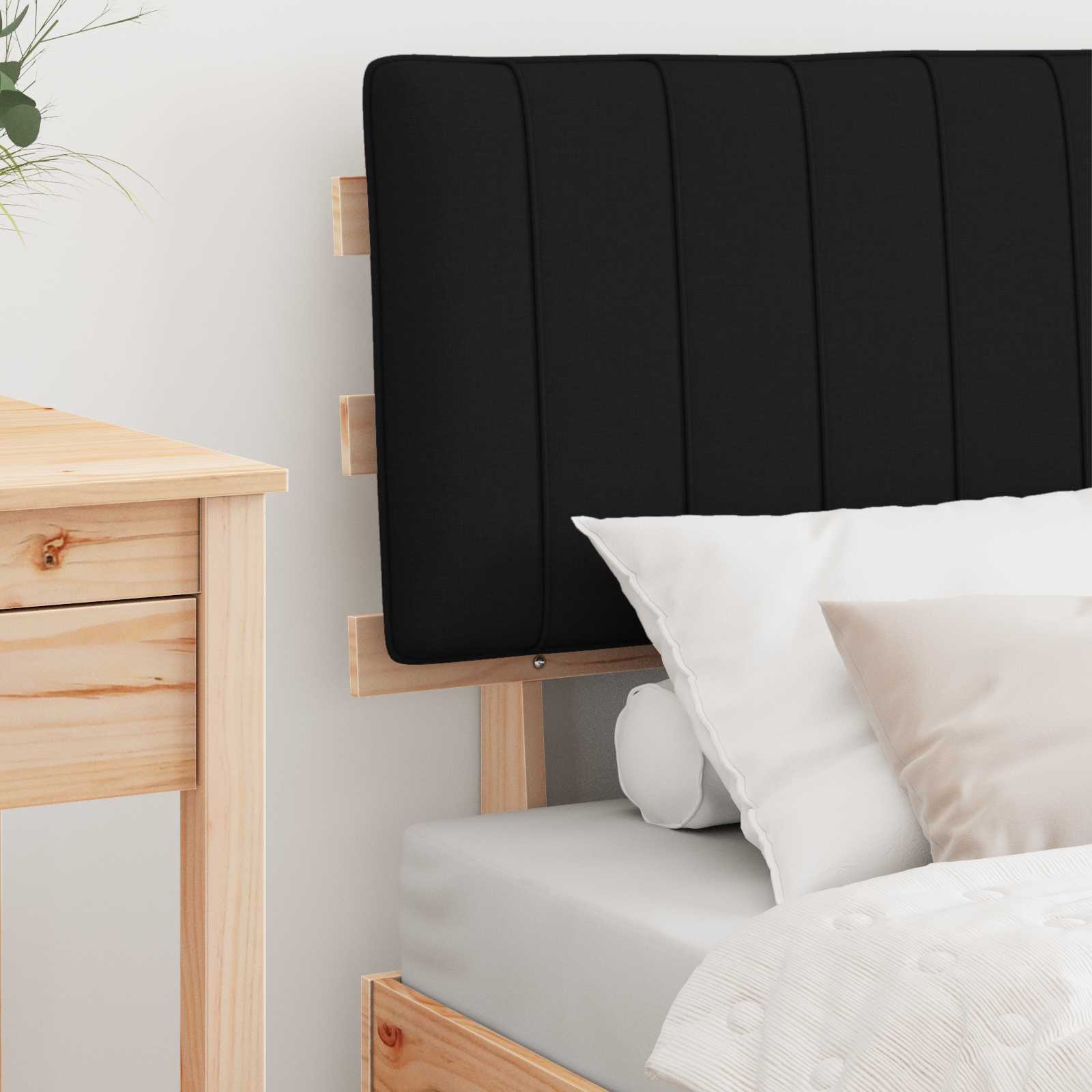 Thumbnail - vidaXL Bettgestell mit gepolstertem Kopfteil Schwarz 75 x 190 cm