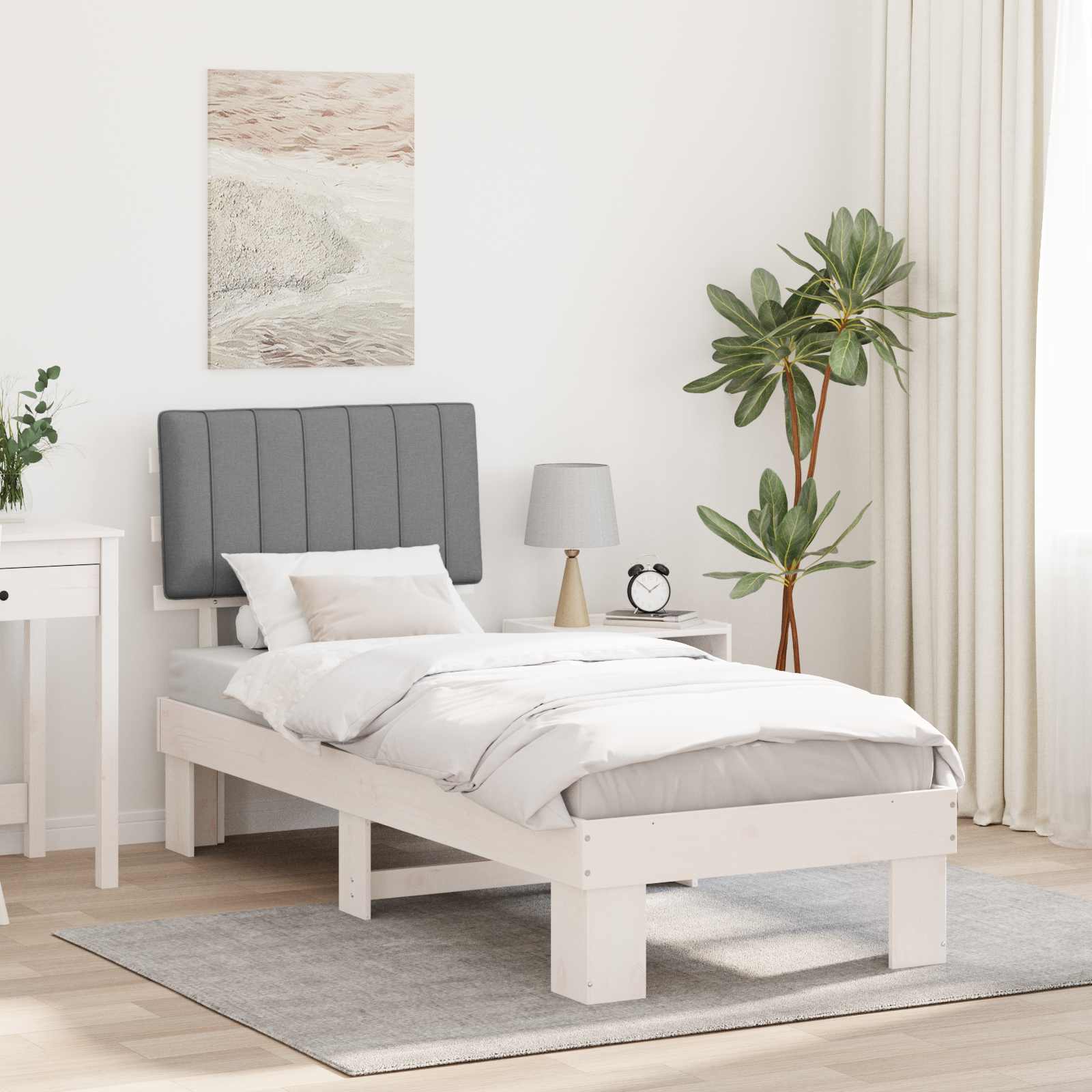 vidaXL Cadru de pat cu tăblie tapițată Gri deschis 75 x 190 cm