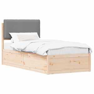 vidaXL Voodiraam Pehme Peatoega peaga Helehall 100 x 200 cm Tahke m&auml;nd