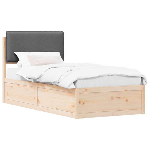 vidaXL Voodiraam Pehme Peatoega peaga Tumehall 100 x 200 cm Tahke m&auml;nd