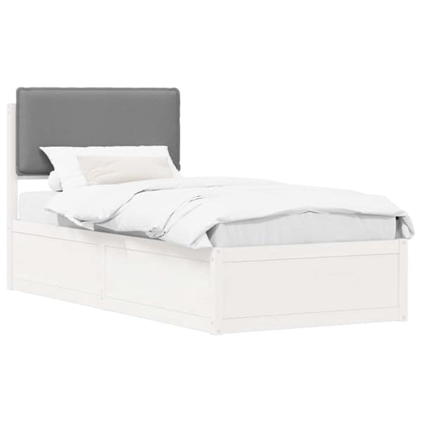 vidaXL Voodiraam Pehme Peatoega peaga Helehall 100 x 200 cm Tahke m&auml;nd