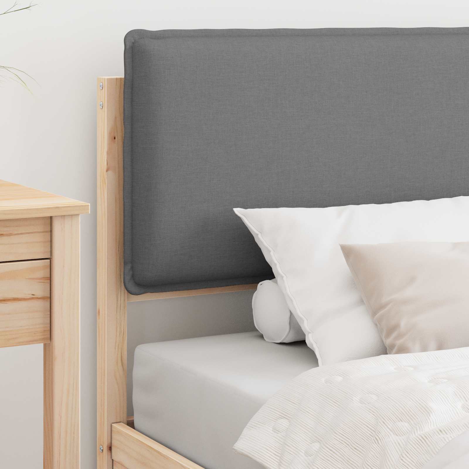 Thumbnail - vidaXL Bettgestell mit gepolstertem Kopfteil Hellgrau 80 x 200 cm