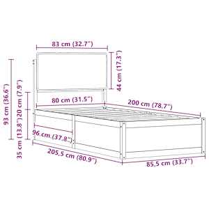 Rám postele s čalouněným čelem s čelo Tmavě šedá 80 x 200 cm - obrázek 11