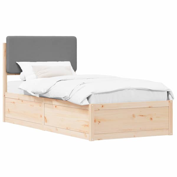 vidaXL Voodiraam Pehme Peatoega peaga Helehall 100 x 200 cm Tahke m&auml;nd
