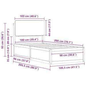 Rám postele s čalouněným čelem s čelo Světle šedá 100 x 200 cm - obrázek 11