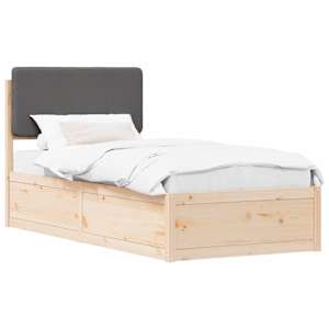 vidaXL Voodiraam Pehme Peatoega peaga Tumehall 100 x 200 cm Tahke m&auml;nd