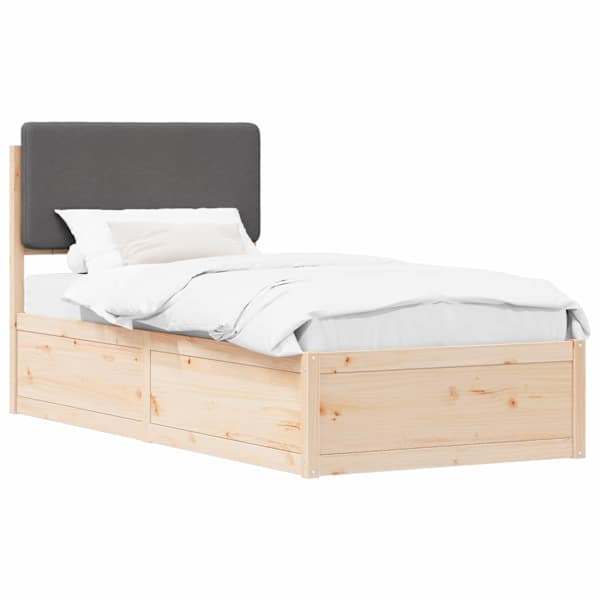 vidaXL Voodiraam Pehme Peatoega peaga Tumehall 100 x 200 cm Tahke m&auml;nd