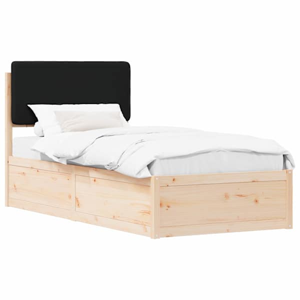 vidaXL Voodiraam Pehme Peatoega peaga Must 100 x 200 cm Tahke m&auml;nd