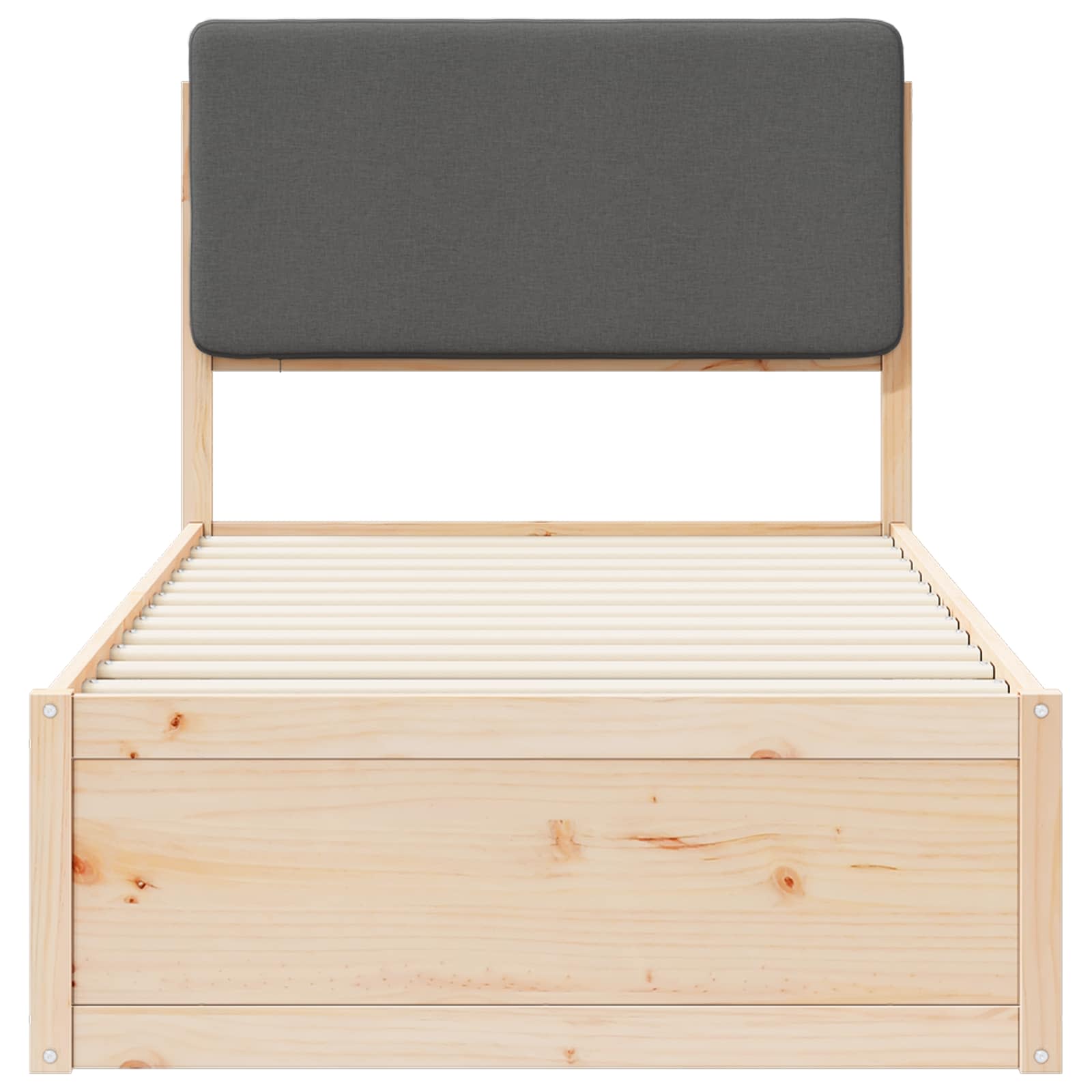 Voodiraam Pehme Peatoega peaga Tumehall 90 x 200 cm Tahke mänd 5 Kõik vajalik sinu aeda ja koju! Voodiraam Pehme Peatoega peaga Tumehall 90 x 200 cm Tahke mänd - Image 5