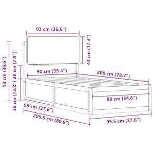 Rám postele s čalouněným čelem s čelo Tmavě šedá 90 x 200 cm - obrázek 11
