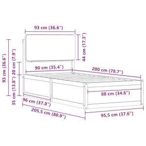 Rám postele s čalouněným čelem s čelo Černá 90 x 200 cm - obrázek 11