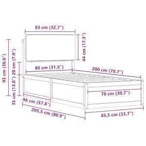 Rám postele s čalouněným čelem s čelo Tmavě šedá 80 x 200 cm - obrázek 11