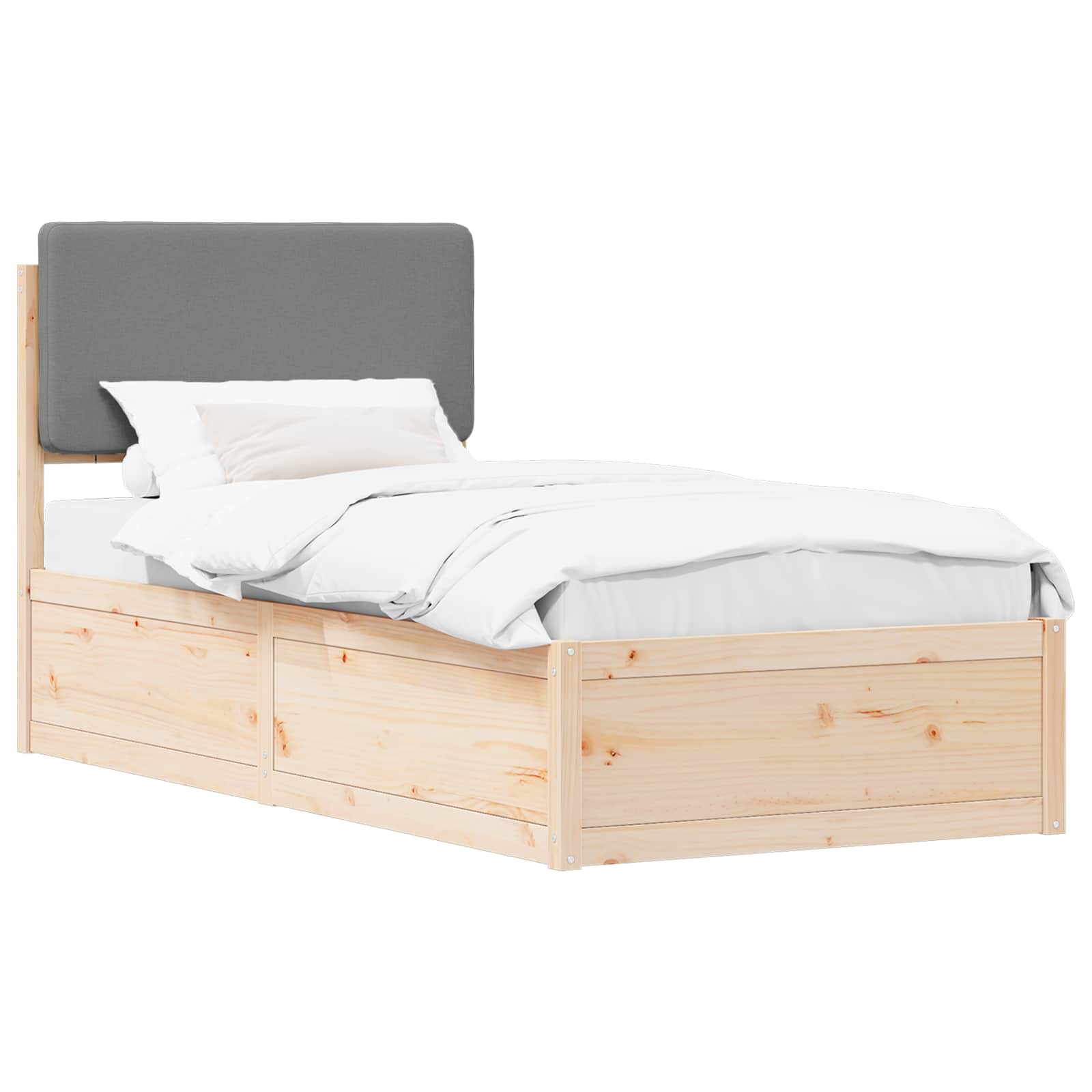 vidaXL Bedframe met Gevoerd Hoofdgedeelte Lichtgrijs 90 x 190 cm, foto 3