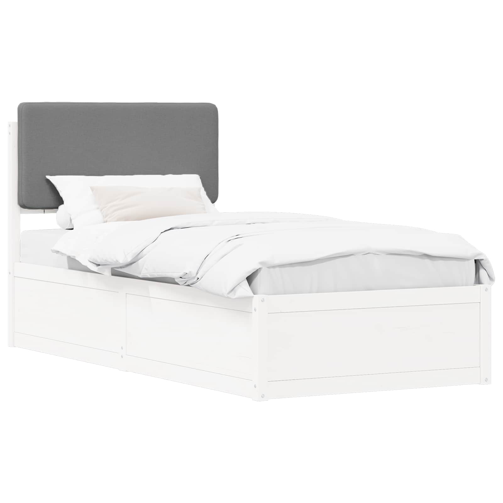 vidaXL Bedframe met Gevoerd Hoofdgedeelte Lichtgrijs 90 x 190 cm, foto 3