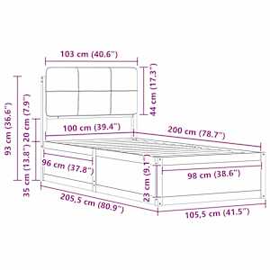 Rám postele s čalouněným čelem s čelo Světle šedá 100 x 200 cm - obrázek 11
